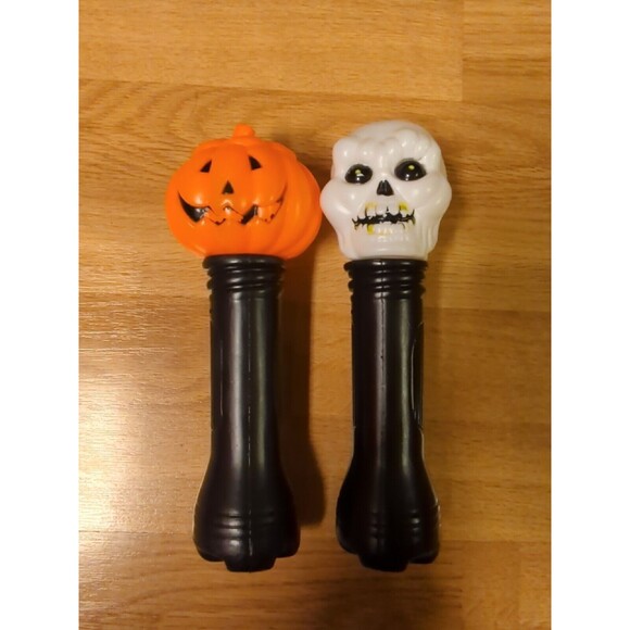 Halloween Flashlight Blinky Skull and Pumpkin Jack O Lantern Blow Mold - Picture 2 of 9